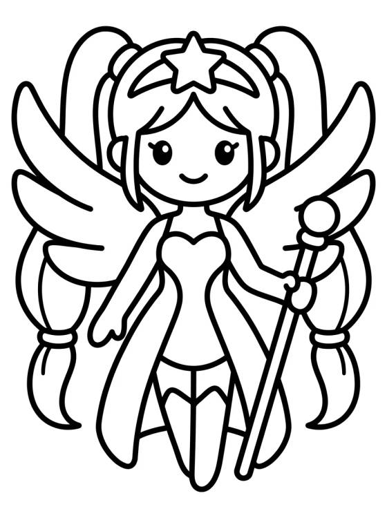Desenho de Warrior Idol with Angel Wings para colorir e imprimir grátis