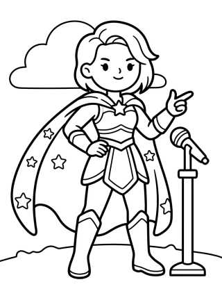 Desenho de K-Pop Warrior Leader with Shiny Cape para colorir e imprimir grátis