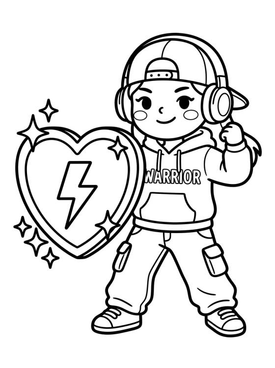 Desenho de Warrior Rapper with Magic Shield para colorir e imprimir grátis