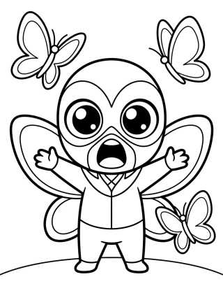 Desenho de Funny Chibi Hawk Moth para colorir e imprimir grátis