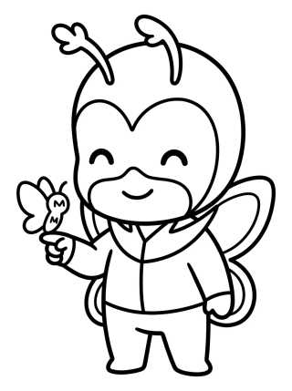 Desenho de Chibi Hawk Moth holding an Akuma para colorir e imprimir grátis