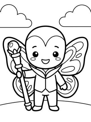 Desenho de Chibi Hawk Moth with Magic Scepter para colorir e imprimir grátis