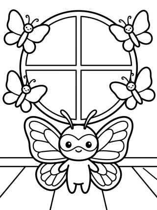 Desenho de Hawk Moth at the Butterfly Window para colorir e imprimir grátis