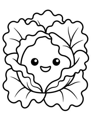 Desenho de Happy Curly Lettuce para colorir e imprimir grátis