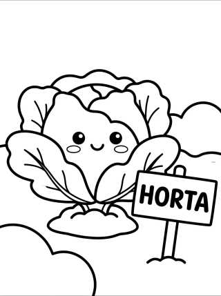 Desenho de Cute Lettuce in the Garden para colorir e imprimir grátis