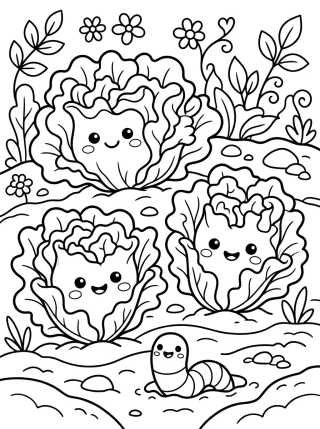 Desenho de Happy Lettuce Garden Bed para colorir e imprimir grátis