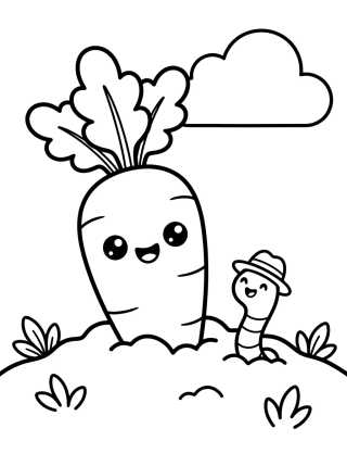 Desenho de Cute Garden Carrot para colorir e imprimir grátis