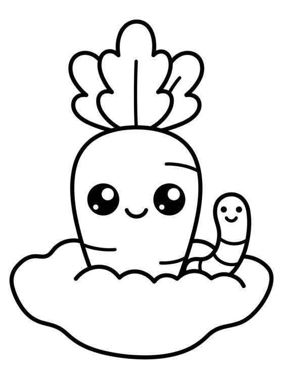 Desenho de Cute Carrot in the Garden para colorir e imprimir grátis