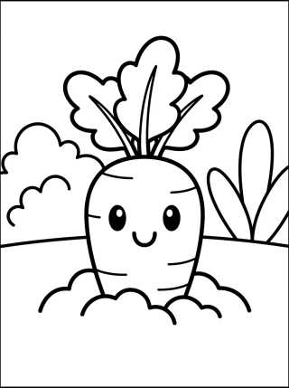 Desenho de Cute Garden Carrot para colorir e imprimir grátis