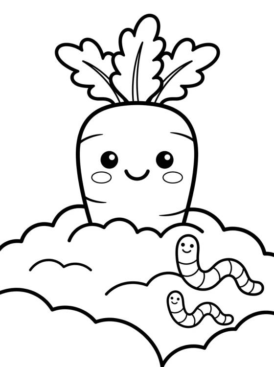 Desenho de Smiling Carrot in the Garden para colorir e imprimir grátis