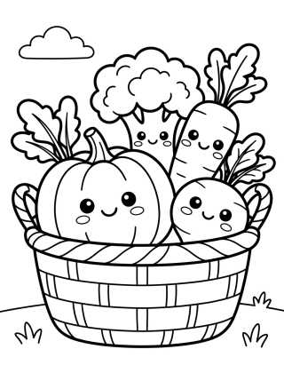 Desenho de Garden Vegetable Basket para colorir e imprimir grátis