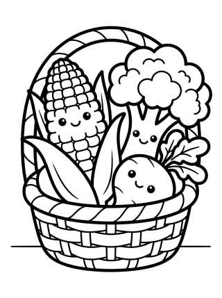 Desenho de Garden Vegetable Basket para colorir e imprimir grátis