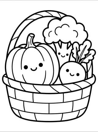 Desenho de Happy Vegetable Basket para colorir e imprimir grátis