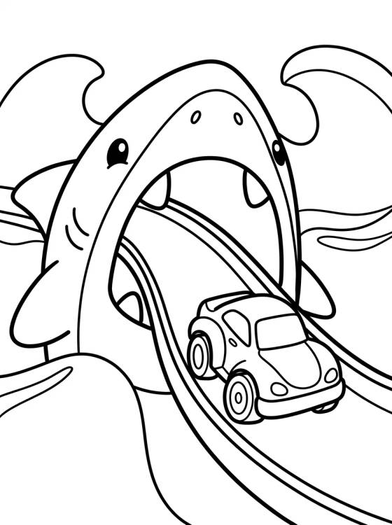 Desenho de Shark Attack on the Hot Wheels Track para colorir e imprimir grátis