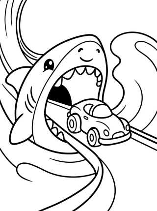 Shark Attack on the Track para colorir Desenho de Shark Attack on the Track para colorir e imprimir grátis
