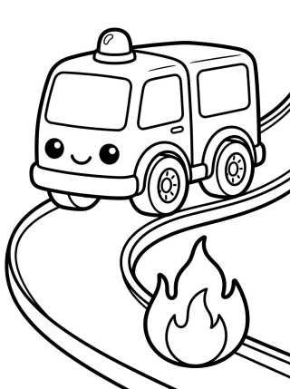 Desenho de Super Cute Fire Truck para colorir e imprimir grátis
