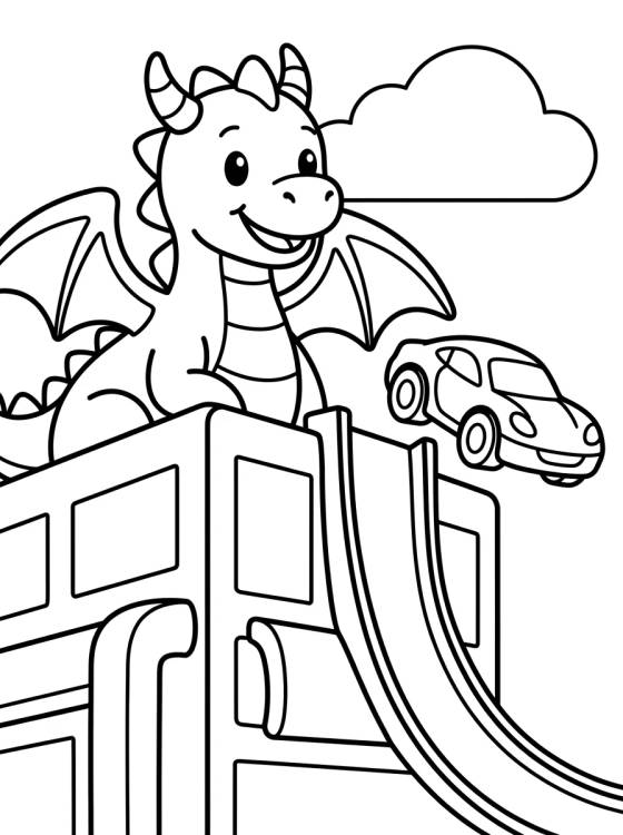 Friendly Dragon in the City para colorir Desenho de Friendly Dragon in the City para colorir e imprimir grátis