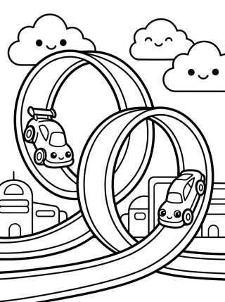 Desenho de Super Hot Wheels City Loop-the-Loop para colorir e imprimir grátis