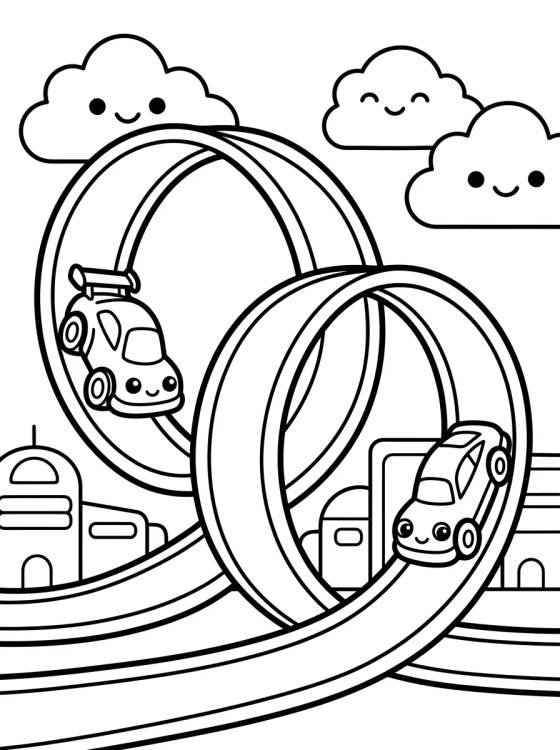 Desenho de Super Hot Wheels City Loop-the-Loop para colorir e imprimir grátis