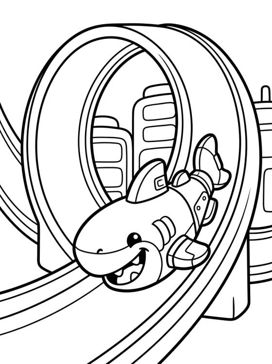 Desenho de Hot Wheels City Shark Robot para colorir e imprimir grátis