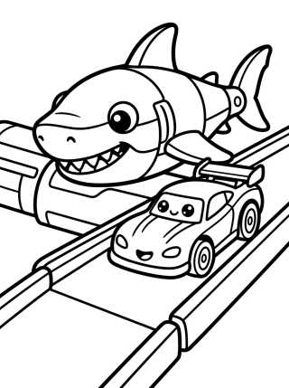 Shark Robot at Hot Wheels City Track para colorir Desenho de Shark Robot at Hot Wheels City Track para colorir e imprimir grátis