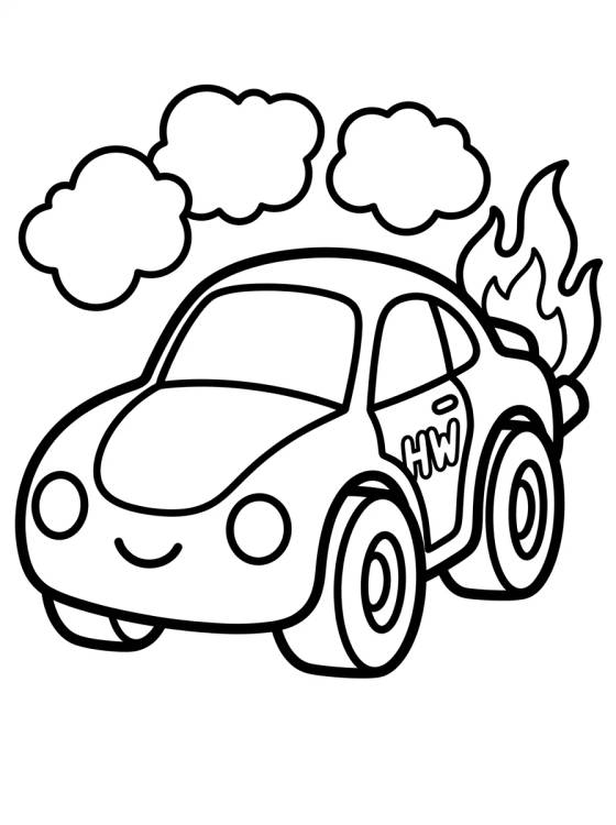 Desenho de Hot Wheels Sports Car with Flames para colorir e imprimir grátis