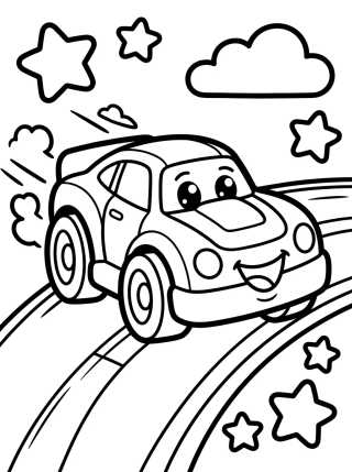 Desenho de Cute Hot Wheels Style Race Car para colorir e imprimir grátis