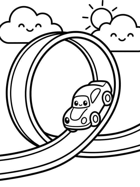 Desenho de Hot Wheels Doing a Track Loop para colorir e imprimir grátis