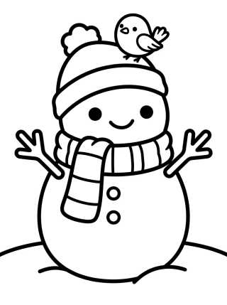 Desenho de Snowman Wearing a Scarf para colorir e imprimir grátis
