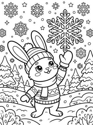 Desenho de Bunny and Snowflakes para colorir e imprimir grátis