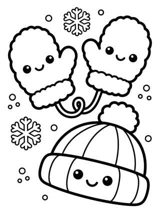 Desenho de Cute Winter Gloves and Beanie para colorir e imprimir grátis
