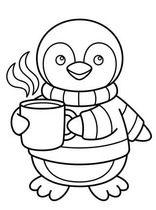 Desenho de Penguin in a Winter Sweater para colorir e imprimir grátis