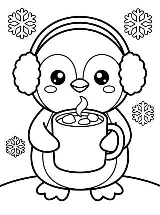 Desenho de Penguin with Hot Cocoa para colorir e imprimir grátis