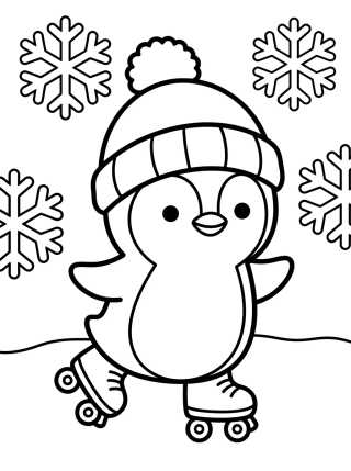 Desenho de Penguin with Beanie and Ice Skates para colorir e imprimir grátis