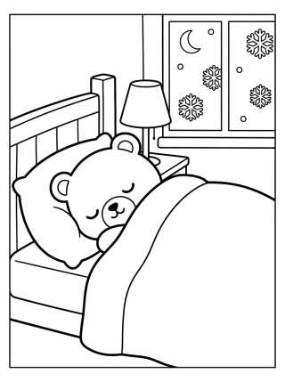 Desenho de Little Bear Hibernating in Bed para colorir e imprimir grátis
