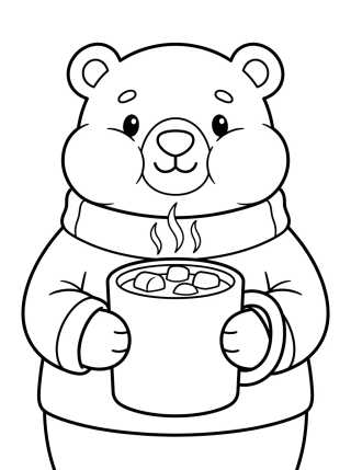 Desenho de Polar Bear Drinking Hot Chocolate para colorir e imprimir grátis