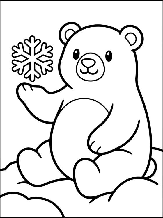 Desenho de Polar Bear and Snowflakes para colorir e imprimir grátis
