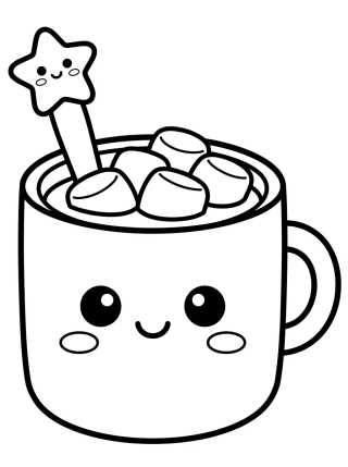 Desenho de Cute Hot Cocoa Mug para colorir e imprimir grátis