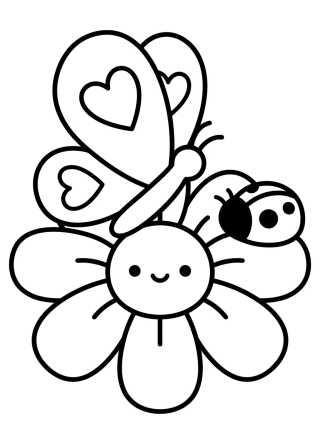 Desenho de Cute Butterfly Resting on a Flower para colorir e imprimir grátis
