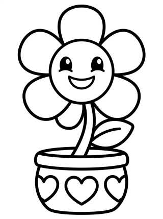 Desenho de Smiling Little Flower in a Pot para colorir e imprimir grátis