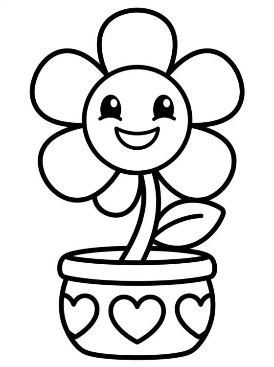 Desenho de Smiling Little Flower in a Pot para colorir e imprimir grátis