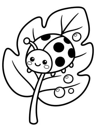 Desenho de Ladybug on a Garden Leaf para colorir e imprimir grátis