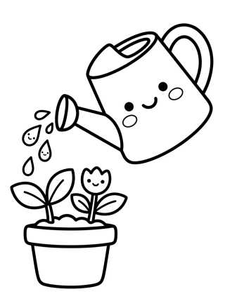 Desenho de Magic Watering Can and Plants para colorir e imprimir grátis