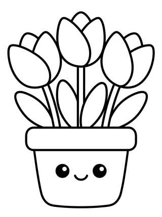 Desenho de Kawaii Flower Pot para colorir e imprimir grátis