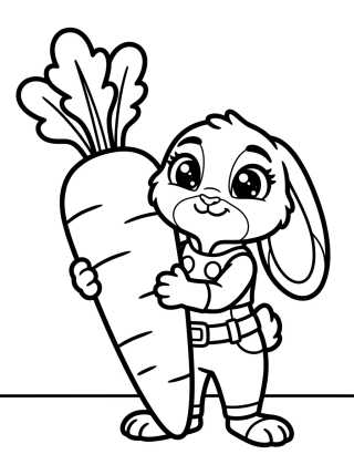 Desenho de Judy Hopps with Giant Carrot para colorir e imprimir grátis
