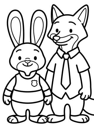 Desenho de Judy Hopps and Nick Wilde Best Friends para colorir e imprimir grátis