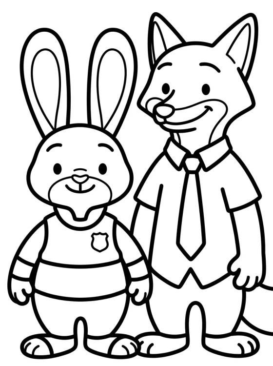 Desenho de Judy Hopps and Nick Wilde Best Friends para colorir e imprimir grátis