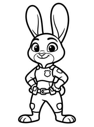 Desenho de Judy Hopps Bunny in Action para colorir e imprimir grátis