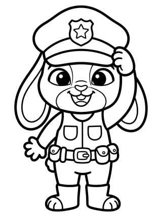 Desenho de Smiling Police Officer Judy Hopps para colorir e imprimir grátis