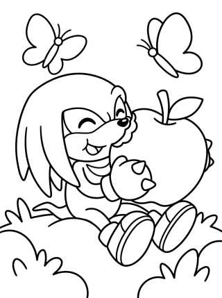Desenho de Knuckles Eating Fruits para colorir e imprimir grátis